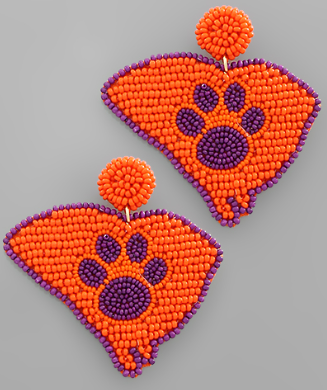 SC Clemson Paw Earrings