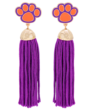 Tiger Paw Tassel Drop Earrings