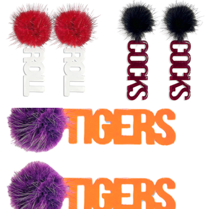 Fuzzy PomPom Team Earrings