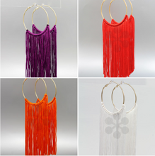 Load image into Gallery viewer, Hoop &amp; Fringe Thread Earrings
