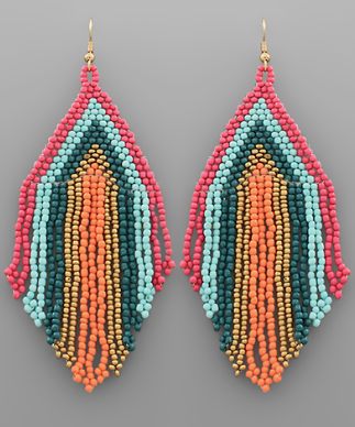 Striped Bead Fringe Earrings