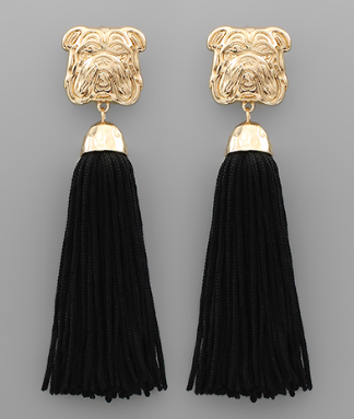 Bulldog Gameday Tassel Earrings