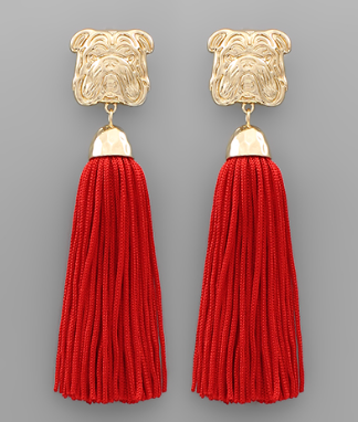 Bulldog Gameday Tassel Earrings