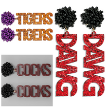 Load image into Gallery viewer, Team Color Beaded PomPom Earring
