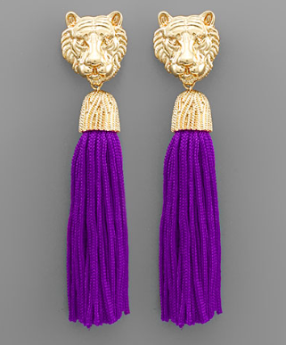 Tiger Tassel Gameday Earring