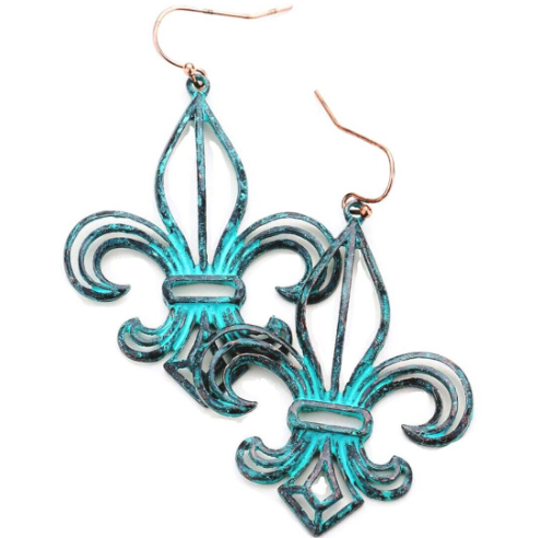 Patina Fleur de Lis Earrings