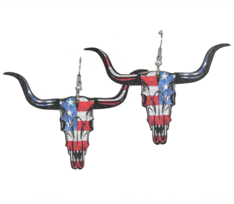 USA Flag Bull Earrings