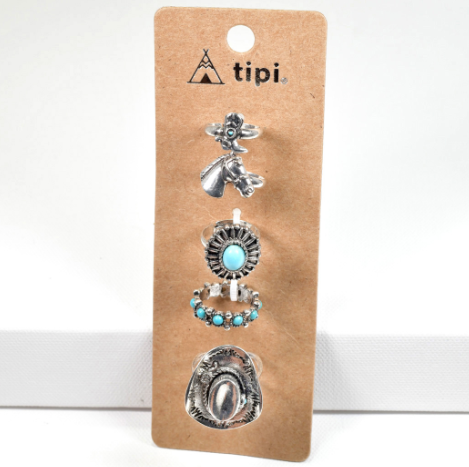 Hats & Turquoise Ring Set