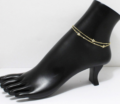 Double Chain Charm Anklets