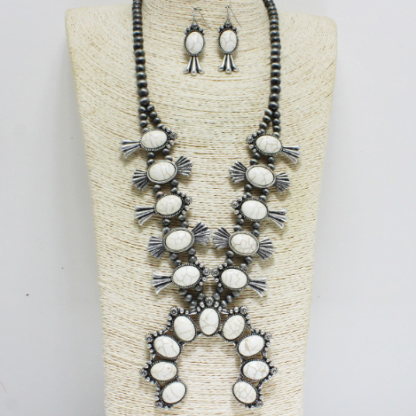 Precious Stone Squash Blossom Necklace