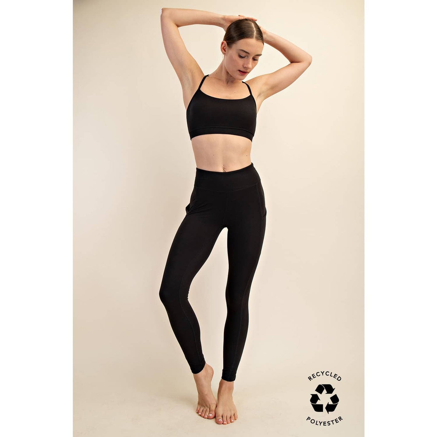 BUTTER BASIC LEGGING WITH POCKETS: Black / S-M-L(2-2-2)