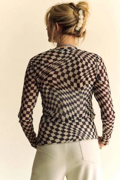 Lauren's Mesh & Checkered Top