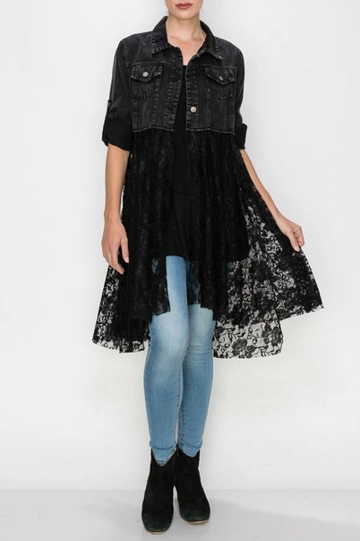 BlackOut Denim Lace Duster