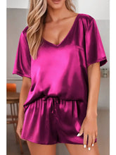 Load image into Gallery viewer, Satin Fushia Drawstring Short Set
