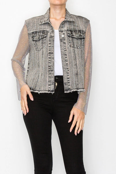 Crystal Striped Denim Jacket