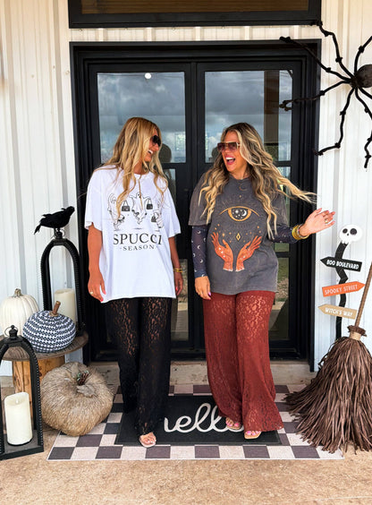 ENCHANTED EVENING LACE PANTS: BLACK / L/XL