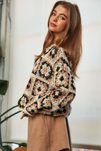 Load image into Gallery viewer, Crochet Patchwork Round Neck Pullover Sweater Top
