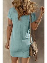 Load image into Gallery viewer, Sea Blue &amp; Ribbed Tshirt Dress
