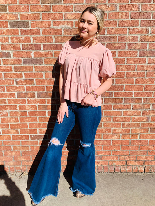 Dusty Rose Tie Back Top