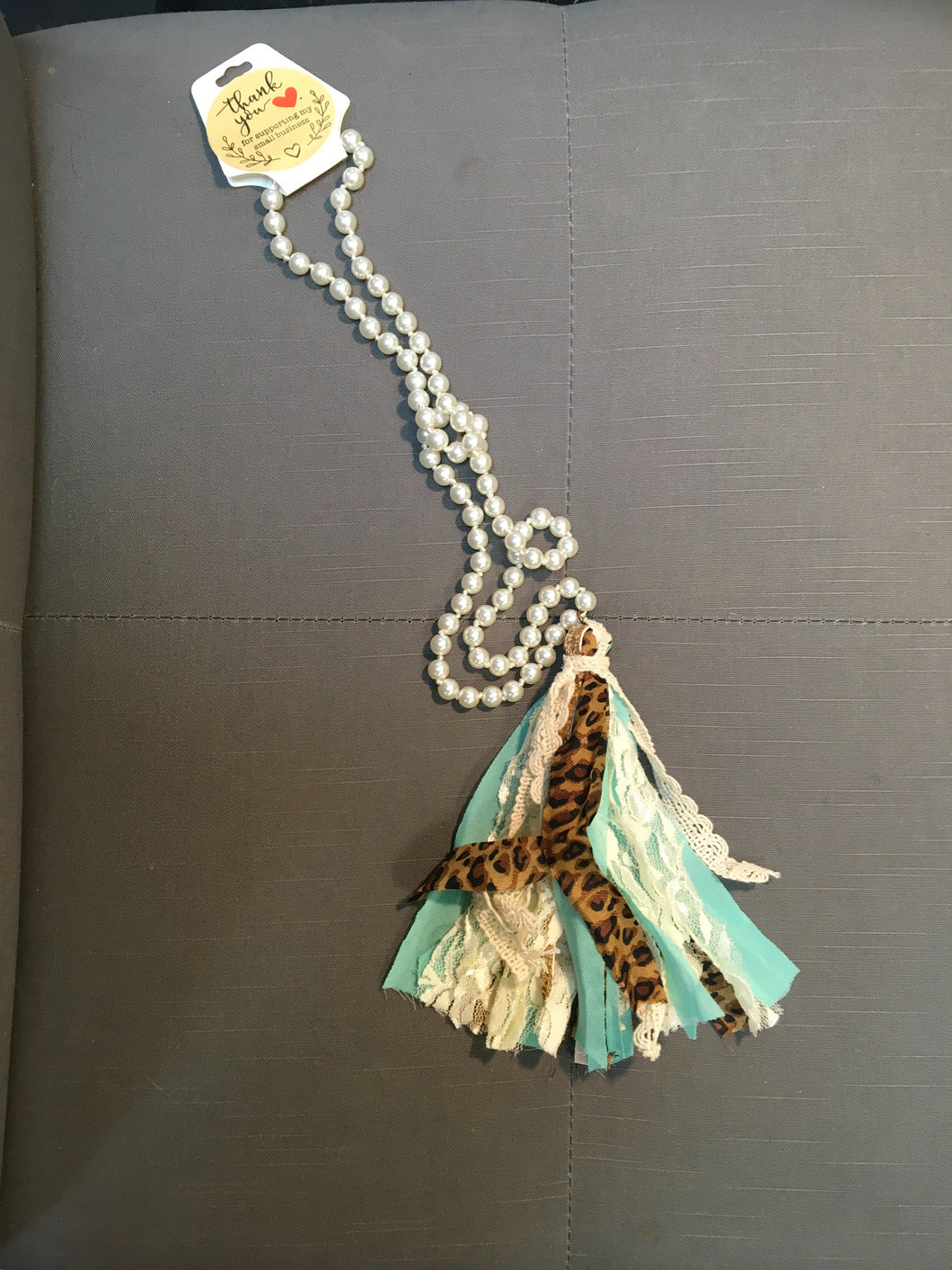 Cynthia's Leopard and Pearl Tassel Necklace