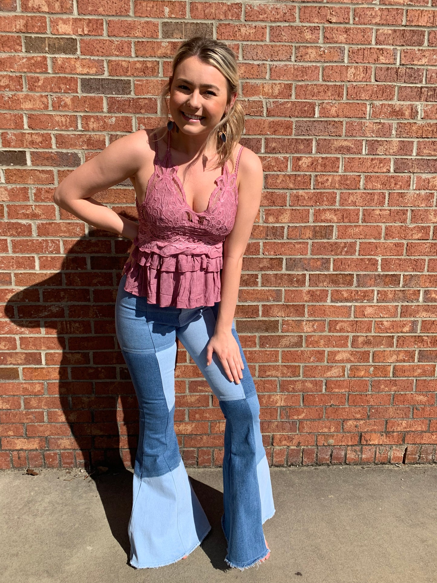 Denim Color Block Flares