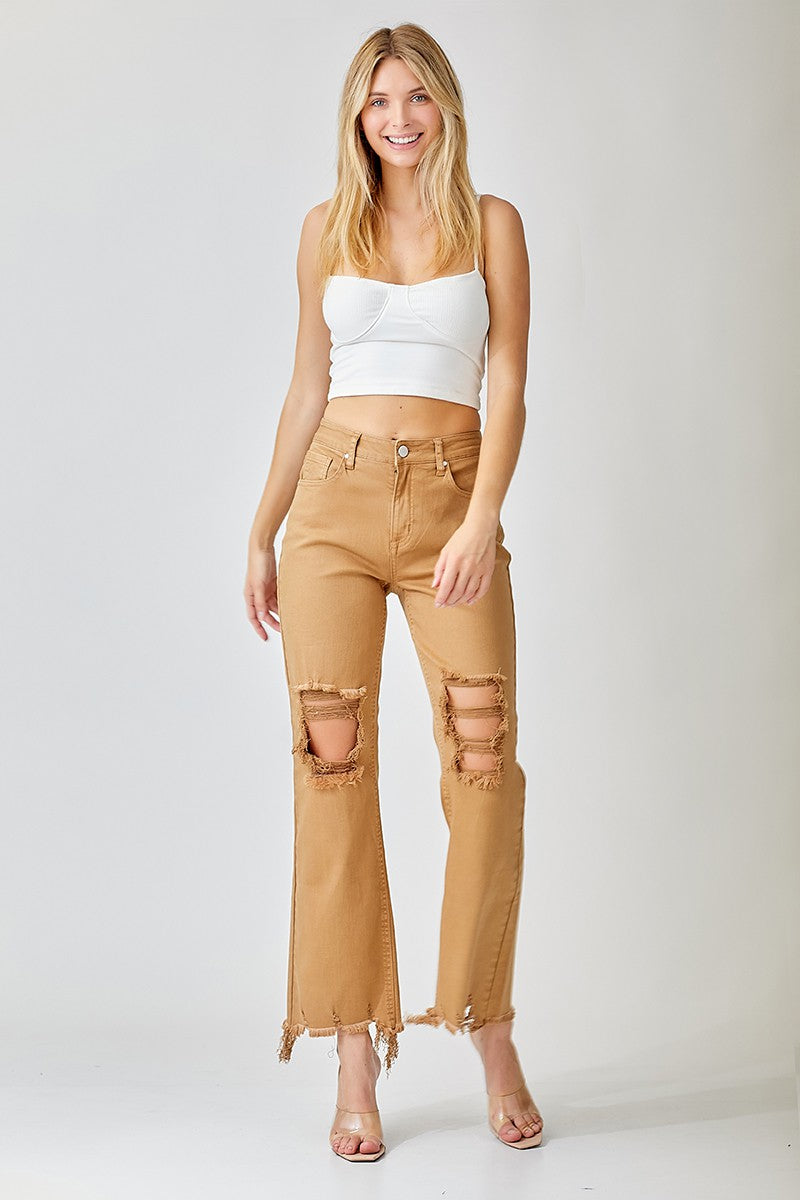 Mocha High Rise Straight Leg Pants