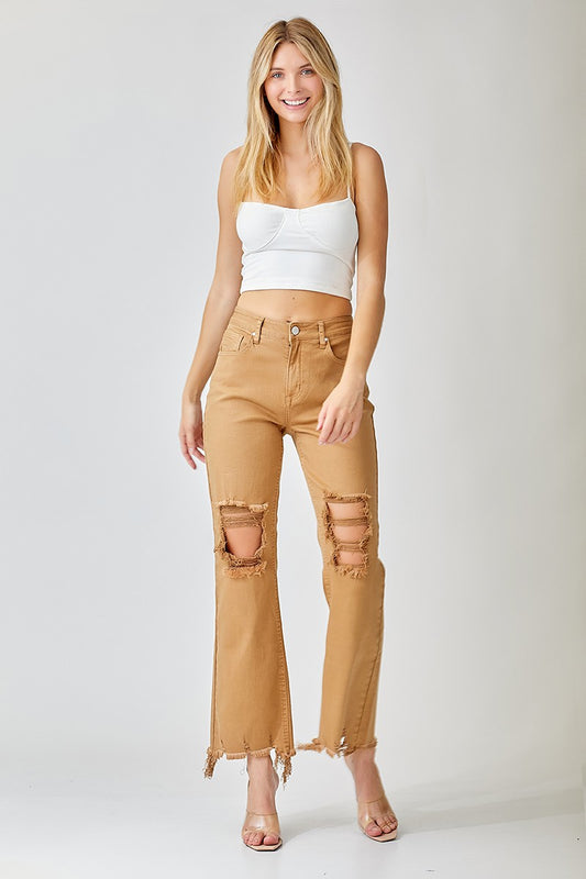 Mocha High Rise Straight Leg Pants