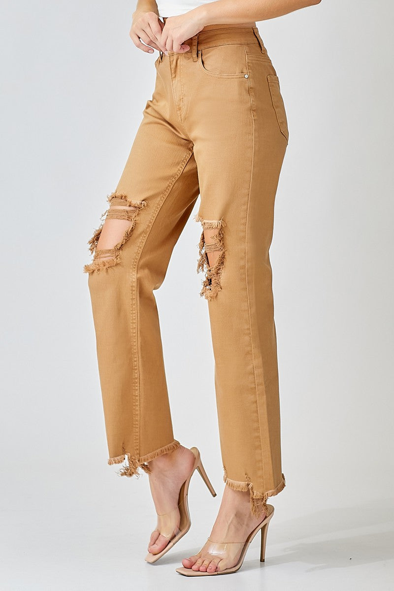 Mocha High Rise Straight Leg Pants