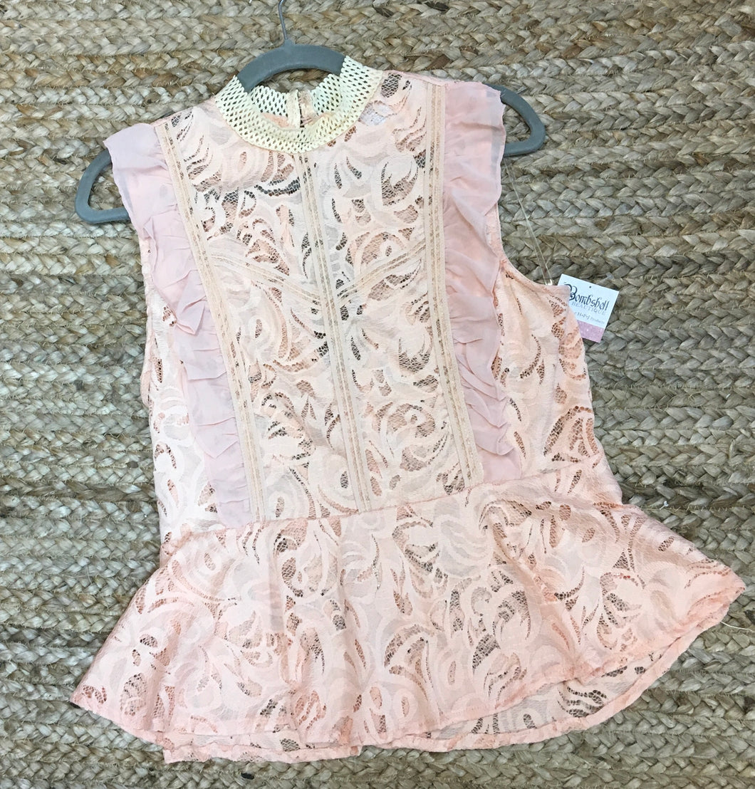 Southern Peach Lace Top