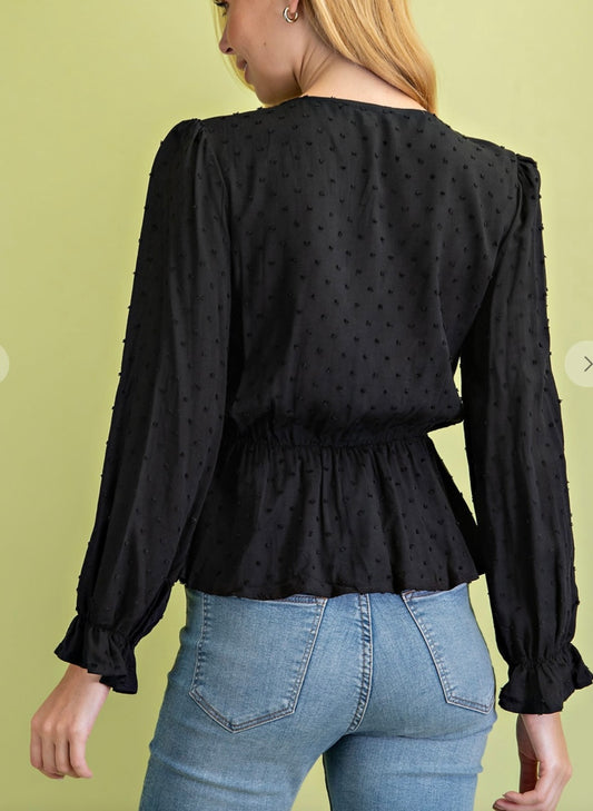 PomPom Black Blouse