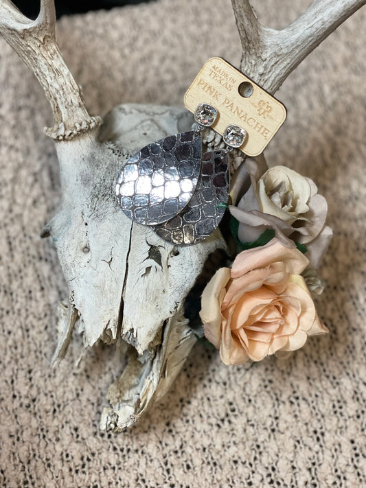 PP Silver Embossed Metallic Earring