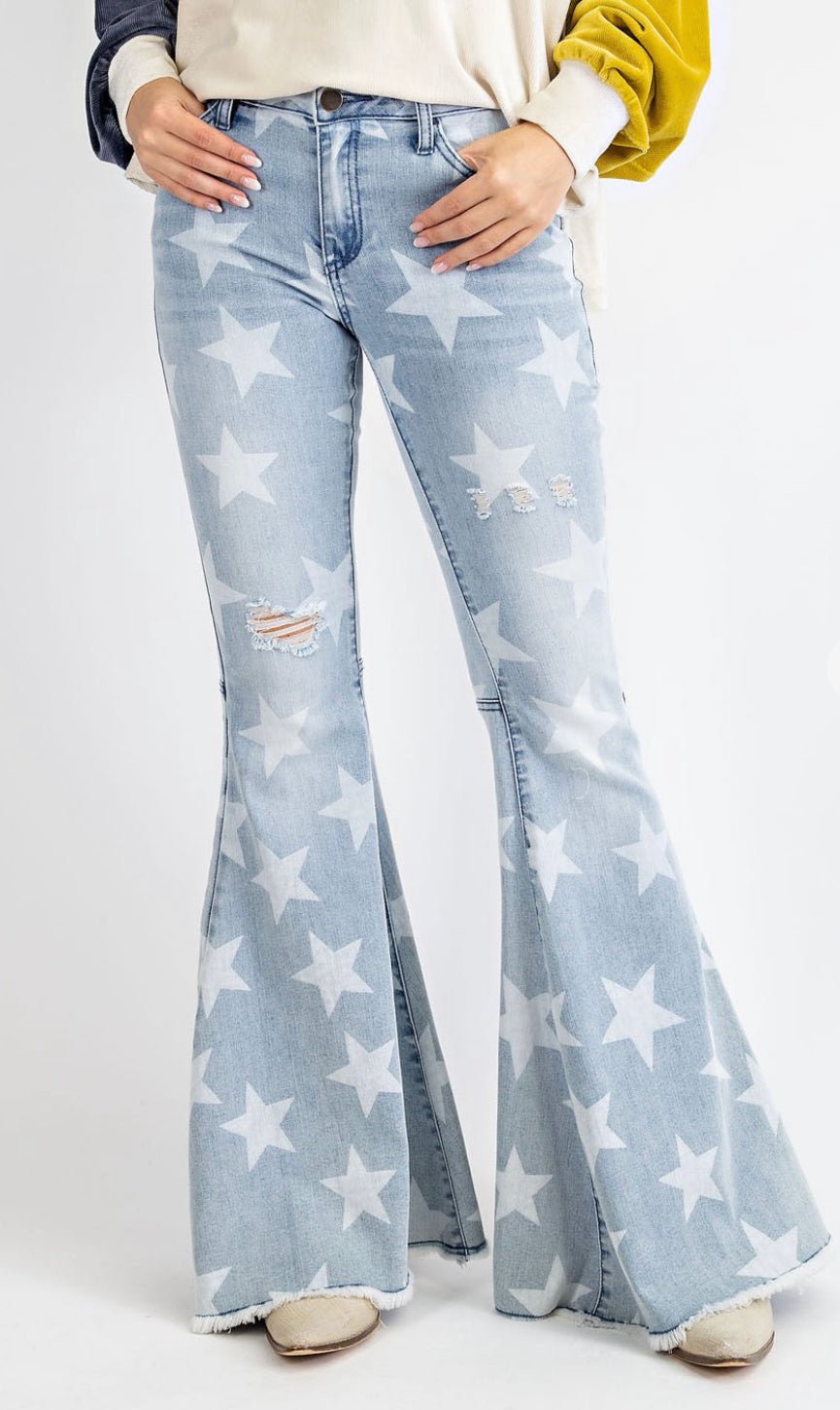 Washed Denim Star Bells