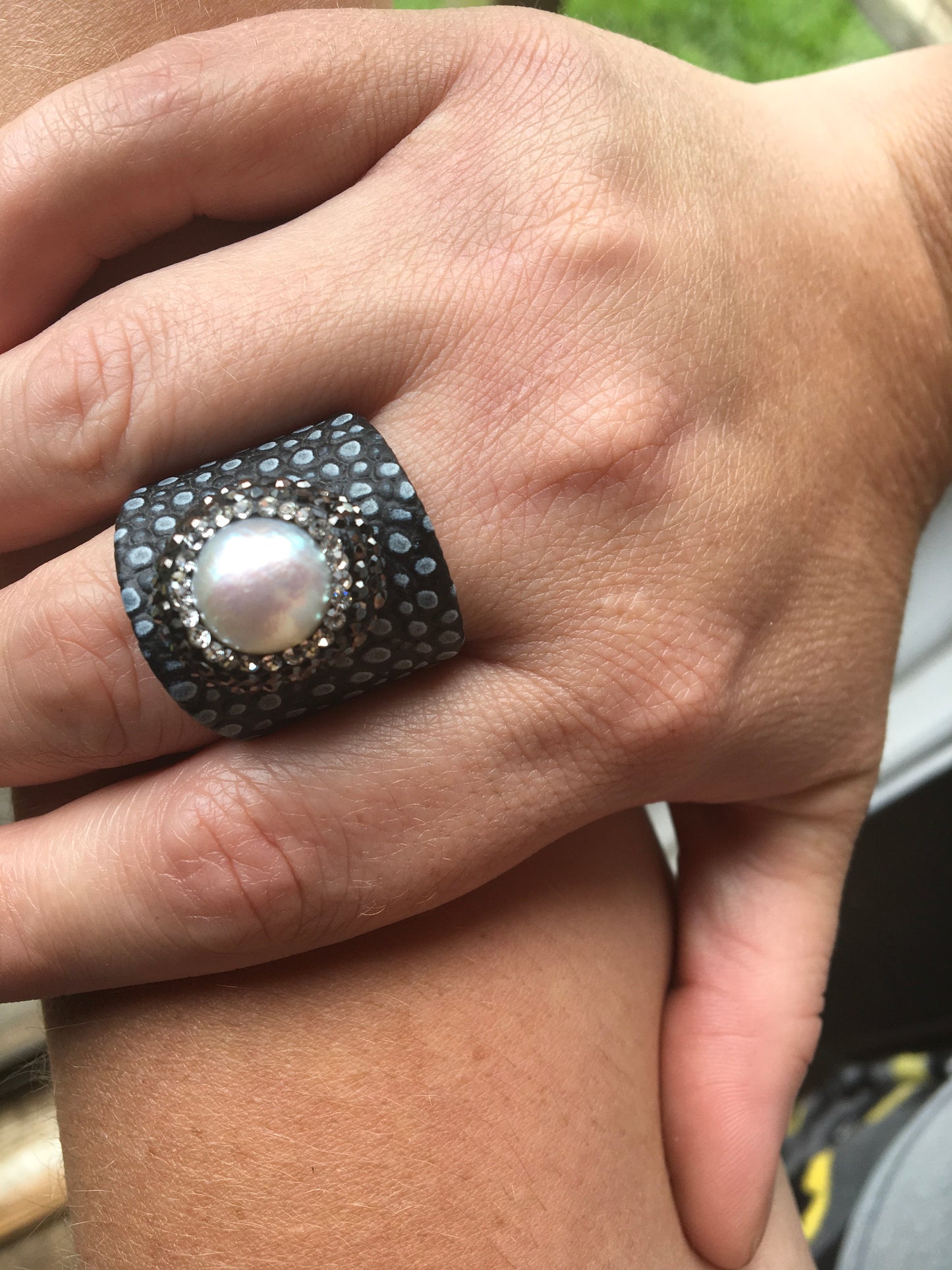 Snakeskin Pearl Cuff Ring