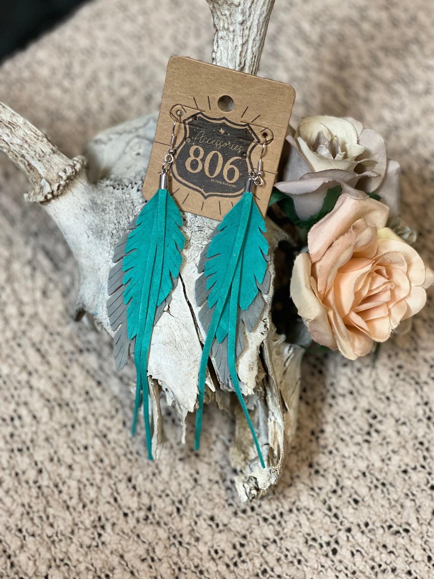 806 Tasseled Leaf Earrings