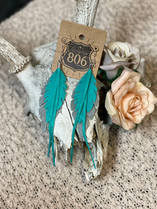 806 Tasseled Leaf Earrings