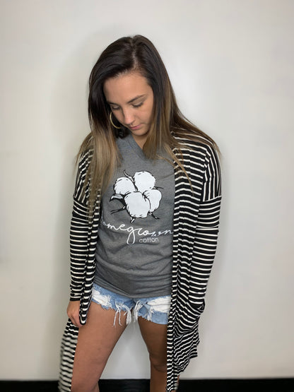 TTT Black and White Long Sleeve Pocketed Cardi
