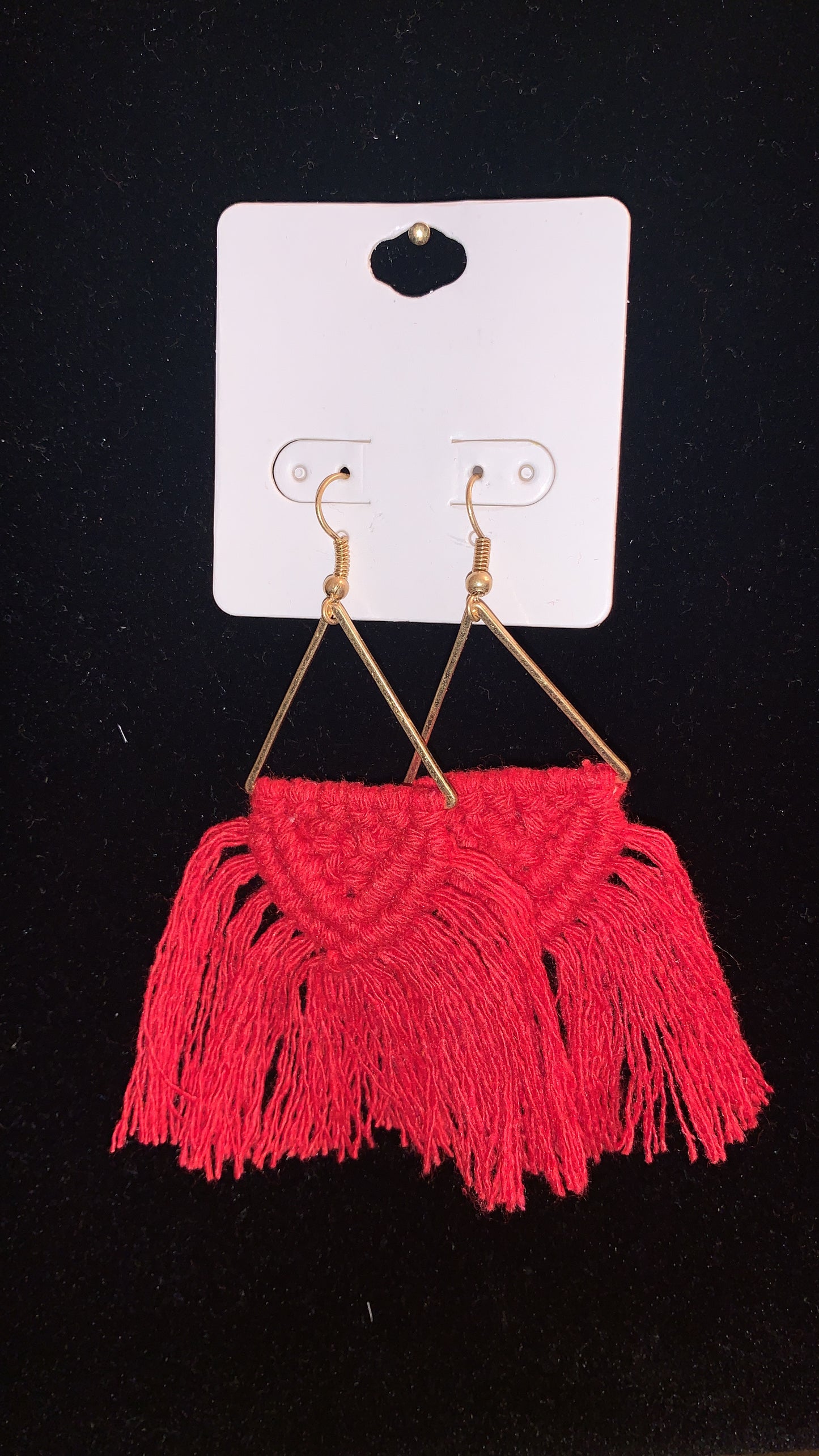 Red Macrame Earring