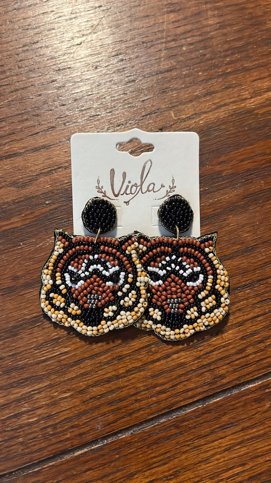 Mini Tiger Beaded Earrings