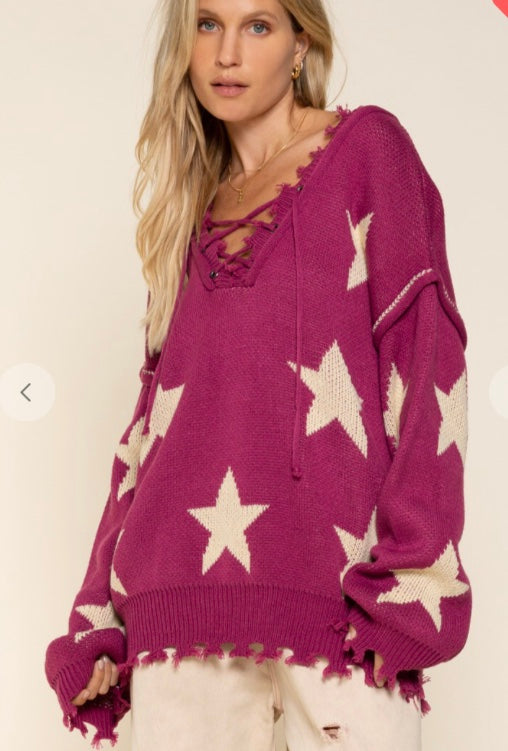 Distressed Star Sweater