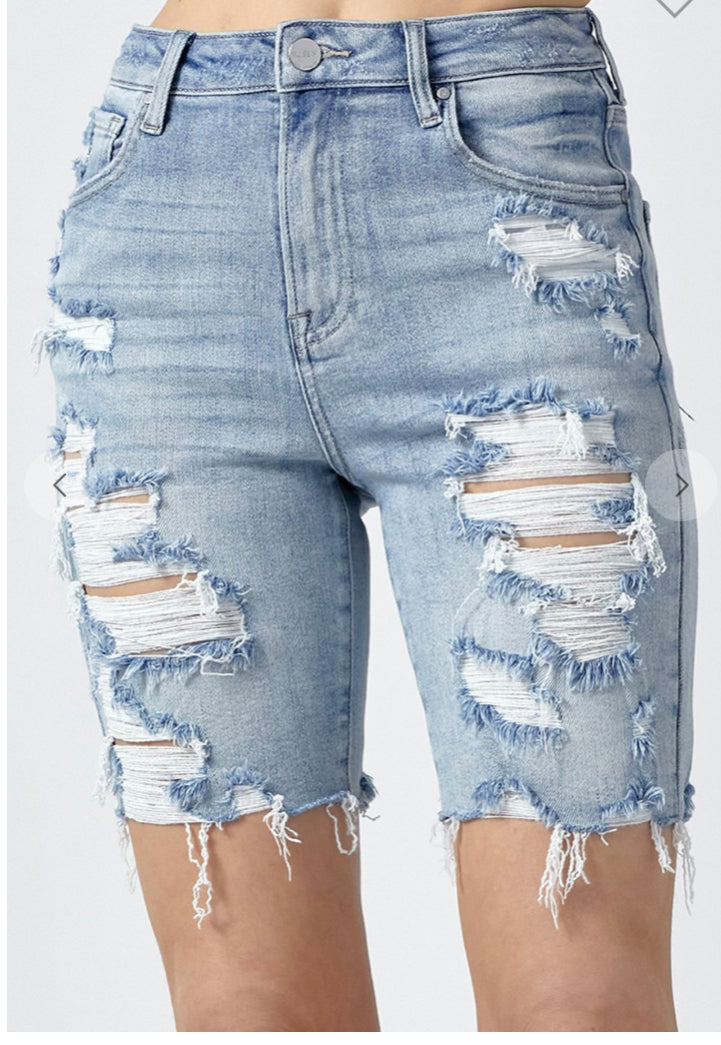 Bermuda Babe Distressed Denim Shorts
