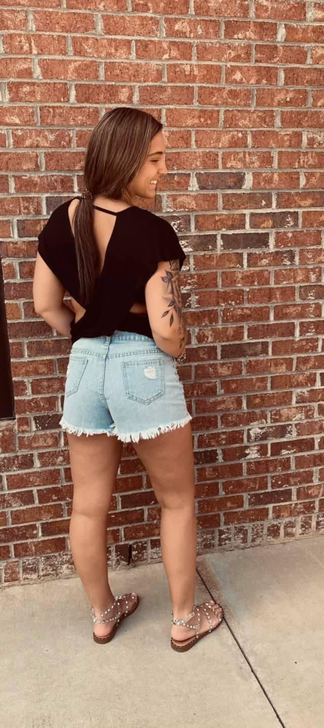 Fringed BF Denim Shorts
