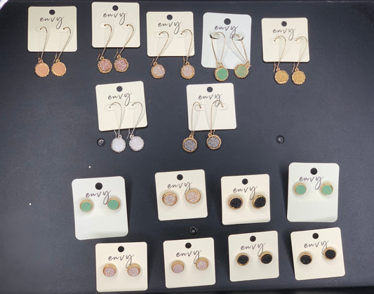 Druzy Dangle and Stud Earrings