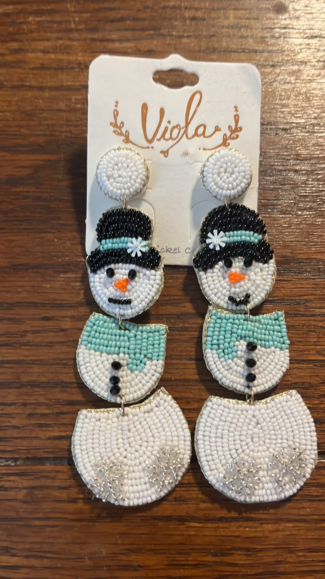 Snowman Beaded Earrings