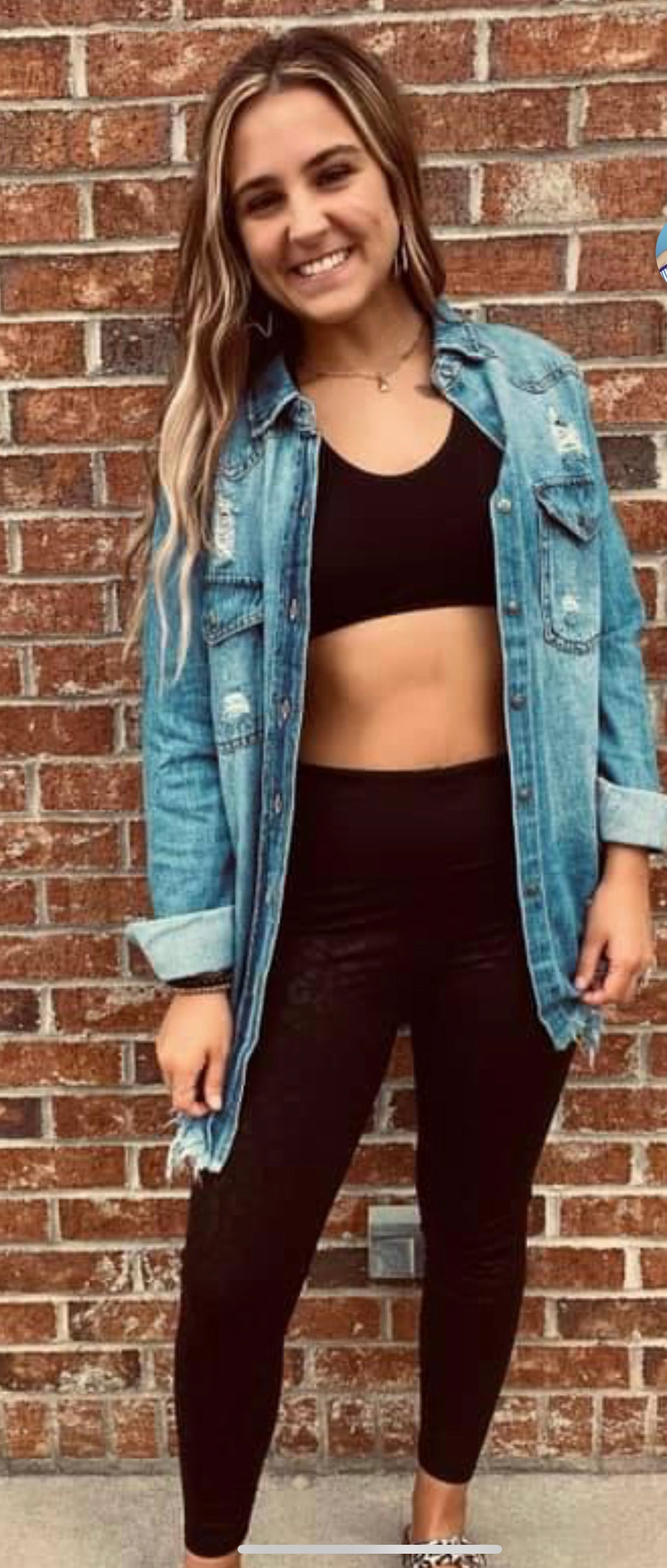 Diamond Denim Distressed Shacket