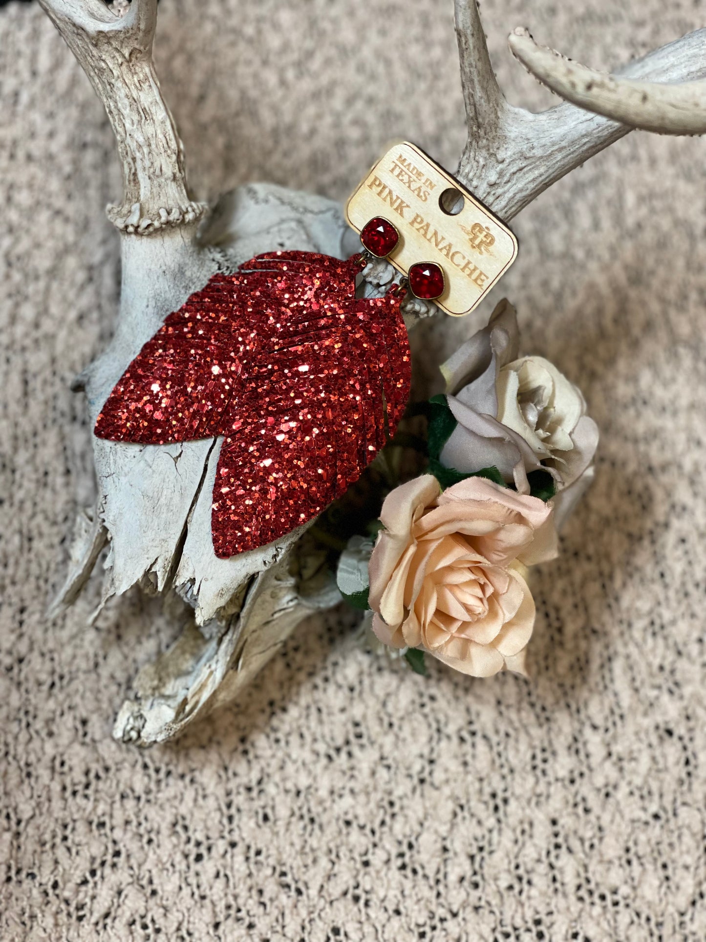 PP Red Carpet Feathered Earrings