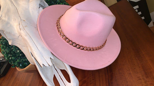 Pink Chain Fedora Hat