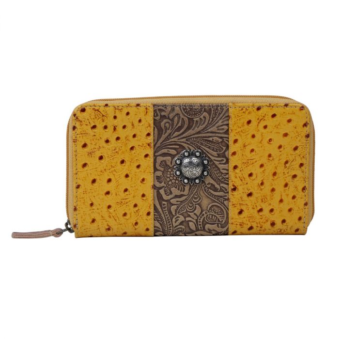 Mustard Stamped Leather Wallet