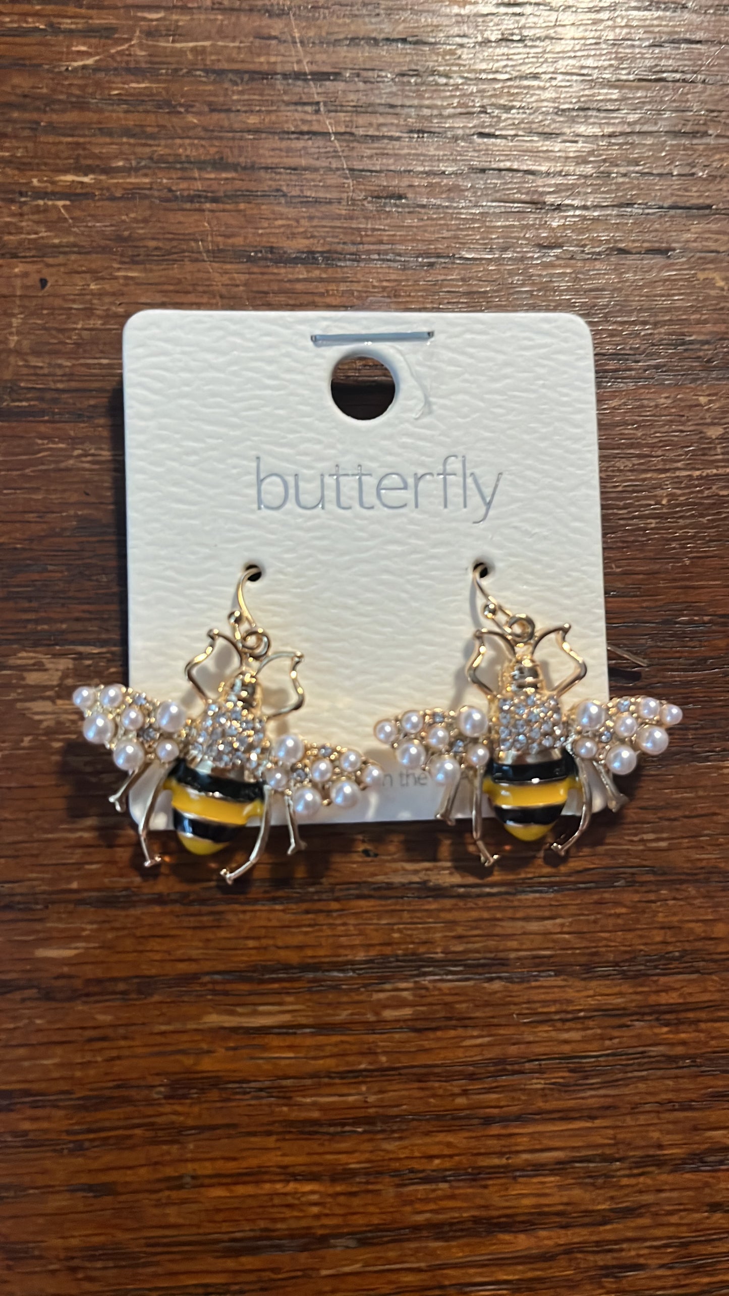 Golden Pearl Bumblebee Earrings