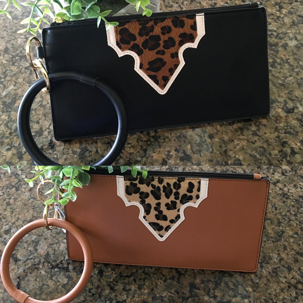 Dolly Leather Cowhide Wristlet