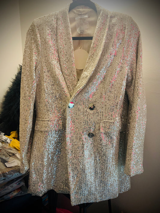 Double Breasted Sequin Blazer